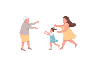 Grandmother welcome relatives flat color vector faceless characters
