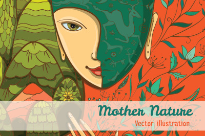 Vector illustration of Mother Nature