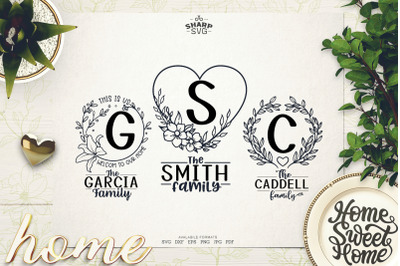 Family Monogram Wreath SVG - Family Sign SVG Making