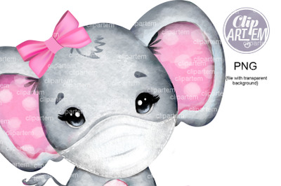 Pink Girl Elephant Mask PNG images quarantine sublimation