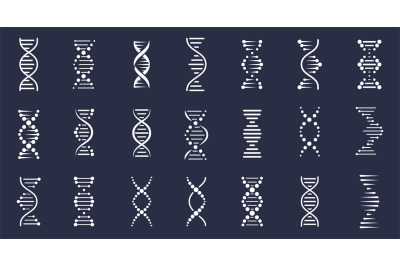 DNA icons. Genetic spiral structure, genome helix. Biotechnology molec