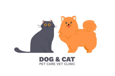 Vet clinic. Cartoon cat and dog&2C; pet animals care and treatment&2C; veter