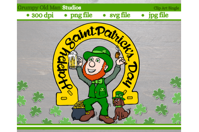 Saint Patrick&#039;s Day Leprechaun with gold horseshoe