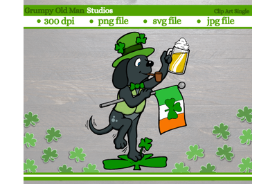 Saint Patrick&#039;s Day dog with irish flag