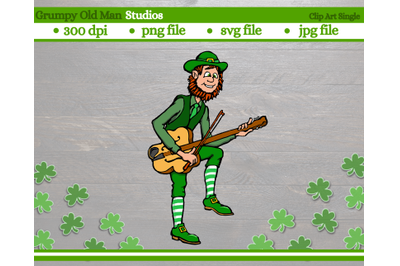 Musical Leprechaun playing a string instrument | Shamrock