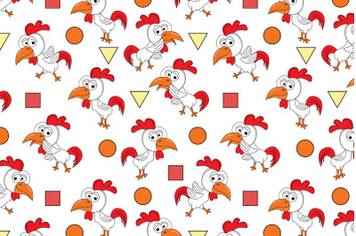 cute rooster animal cartoon pattern