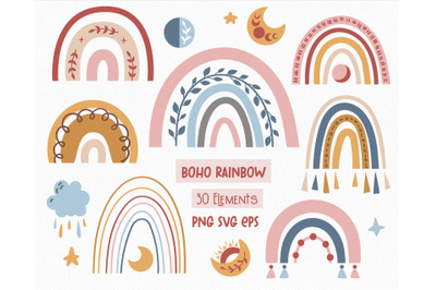 Boho Rainbow kids SVG set