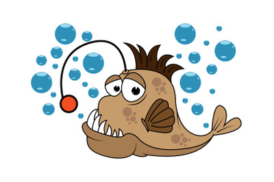 cute angler fish cartoon