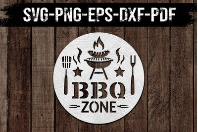 Bbq Zone Sign Paper Cut Template, Summer Decor SVG, PDF, DXF