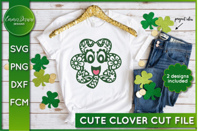 Cute St Patricks Day Clover SVG Cut File