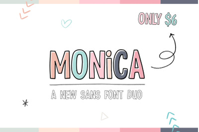 Monica Font Duo (Cute Hand Drawn Fonts)