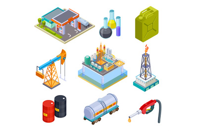 Oil gas industry isometric. Fuel storage oil products gasoline can pro