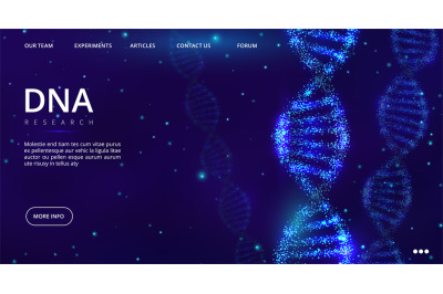DNA landing page. Vector genetics engineering web page template. Medic