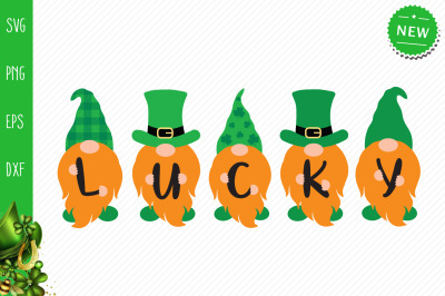 Lucky Gnome Svg, St. Patrick&#039;s Day Gnomes