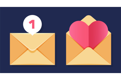 Envelopes icons. Close and open envelopes vector. Message symbol illus