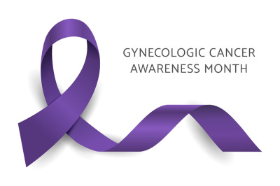 Violet purple ribbon. Gynecologic Cancer Awareness Month vector backgr