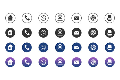 Contact icons. Information business communication symbols collection.