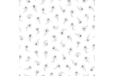 Ghost seamless pattern. Halloween ghosts vector background. Mystical t