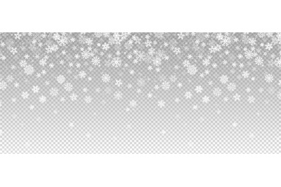 Winter snowfall. Falling snow&2C; flakes banner. Vector Christmas snowfal