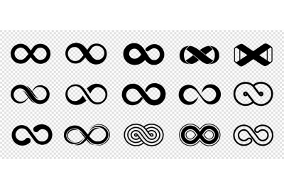 Loop symbols. Infinity vector icons set. Black mobius loop collection