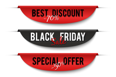 Black friday sale. Special price labels. Sale banners, discount vector