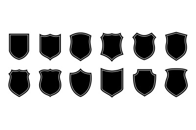 Police badge shape. Vector military shield silhouettes. Security&2C; foot