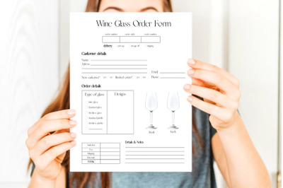 Wine Glass Order Form Template, Simple Modern Glass Order