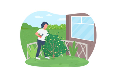 Garden work 2D vector web banner&2C; poster