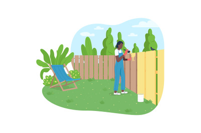 Garden maintenance 2D vector web banner&2C; poster