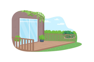 House back yard patio 2D vector web banner&2C; poster