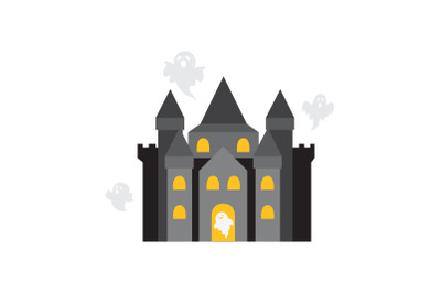 amusement parks haunted house flat icon