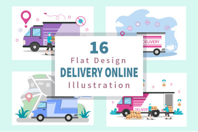 16 Online Delivery Flat Illustration