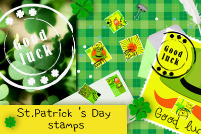 Saint Patrick&#039;s Day postage stamps design.