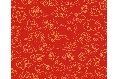 Chinese clouds pattern. Traditional asian ornament. Red decorative swi