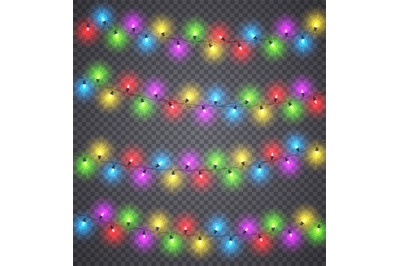 Light garlands. Christmas festive color lighting decoration with light