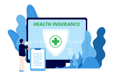 Health insurance. Healthcare business vector concept. Man takes out he