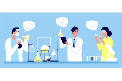 Laboratory concept. Scientists pharmaceutical tests vector illustratio