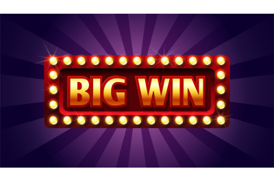 Big win banner. Winner frame&2C; jackpot background. Red and gold congrat