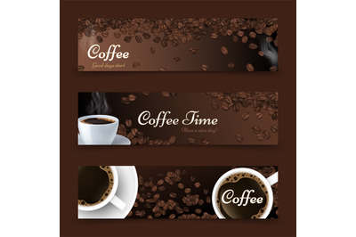 Coffee background. Realistic coffee top view, vector white cup of drin