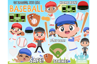 Baseball Clipart - Lime and Kiwi Designs