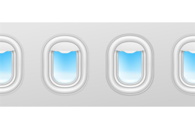 Aircraft windows. Airplane illuminators&2C; plane portholes seamless vect