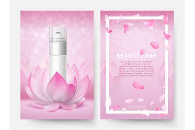 Cosmetic banners. Skin care cosmetic vector flyers template. Shaving f