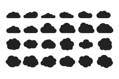 Black cloud shapes. Cloud silhouettes icons collection. Vector thinkin