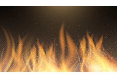 Fire flame. Vector fire effect background. Red burning sparks backdrop