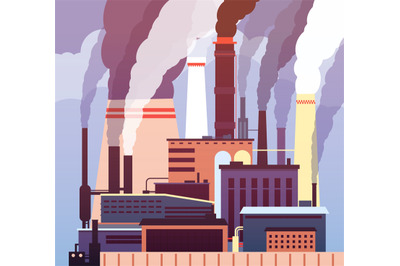 Industrial pollution. Polluted environment, industrial toxic smog, fac