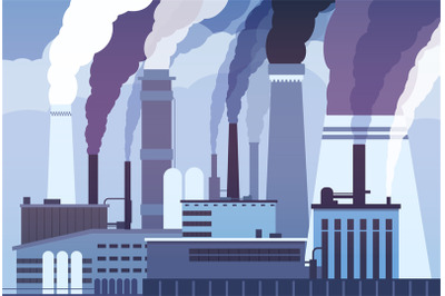 Smog pollution. Industrial factory pipes&2C; heavy chemicals emission. At