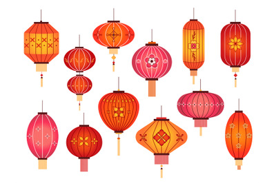 Chinese lanterns. Chinatown and japanese street holiday red lamp decor