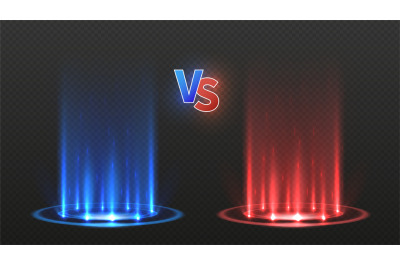 VS battle flooring. Versus action game, confrontation glowing team. Di