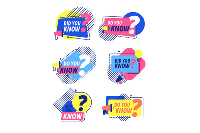 Do you know. Questions templates, did you know banners. Interesting po