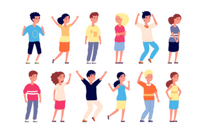 Emotional kids. Children faces expression, emotion kid. Group of teens